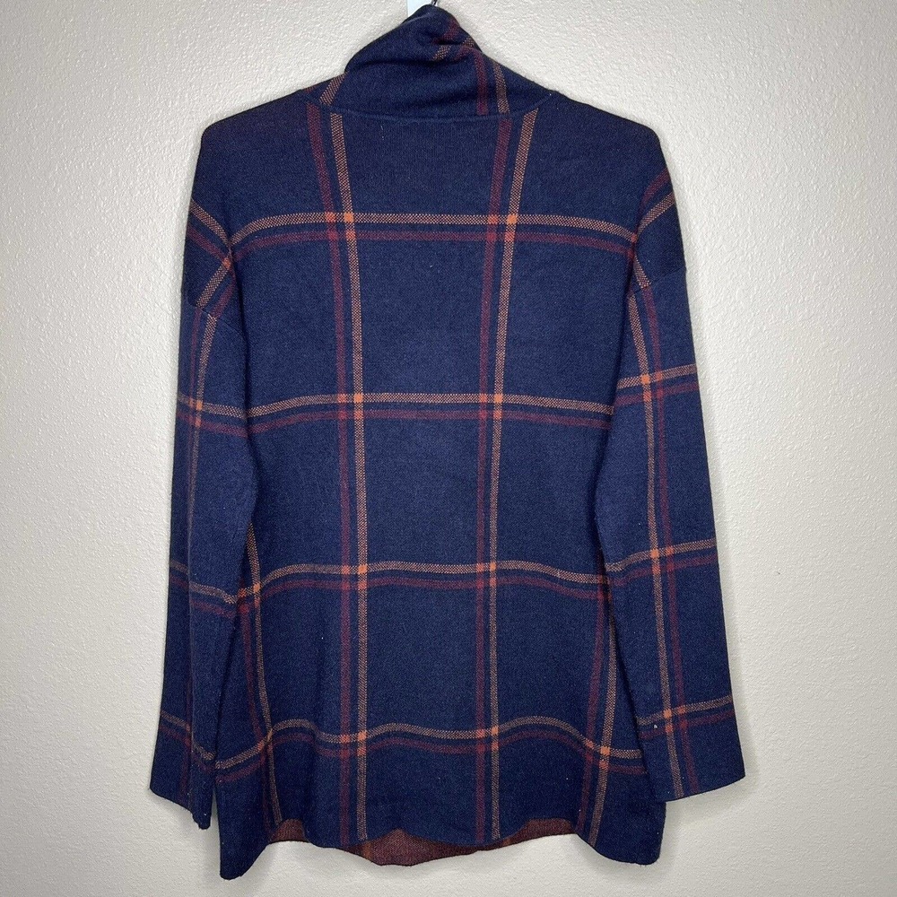Max Studio Women's Navy Blue Plaid Long Sleeve Turtle Neck Knit Sweater Size S - Picture 8 of 9